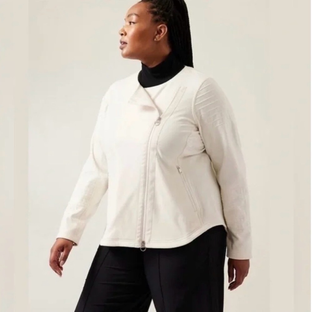 NWT Athleta Magnolia White Moto Jacket Sz 3X